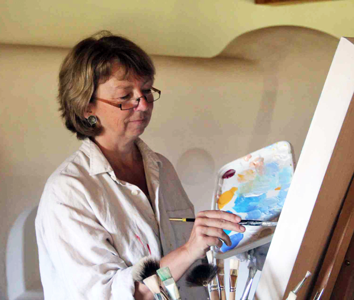 Im Atelier an der Staffelei